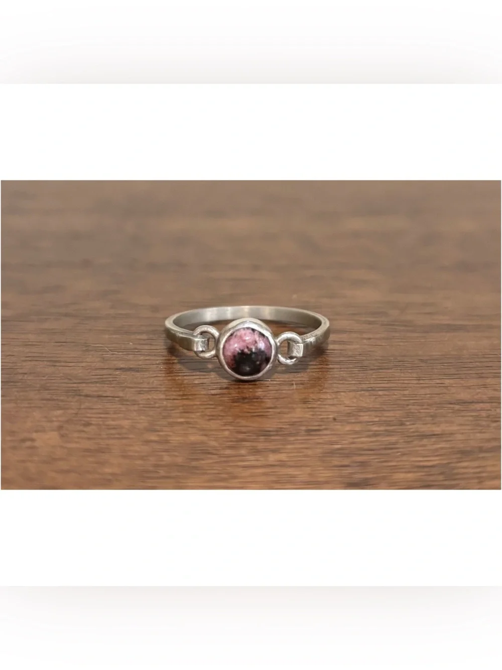 Sterling Silver 925 Rhodonite Ring Size 8.5 Made In Guatemala